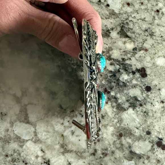 Silver and Turquoise Statement belt buckle - Picture 3 of 4